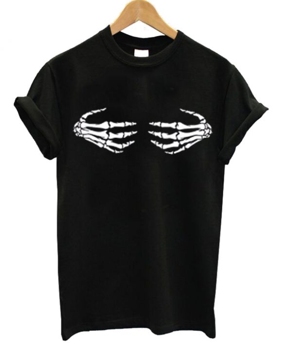 skeleton hands breast cancer shirt